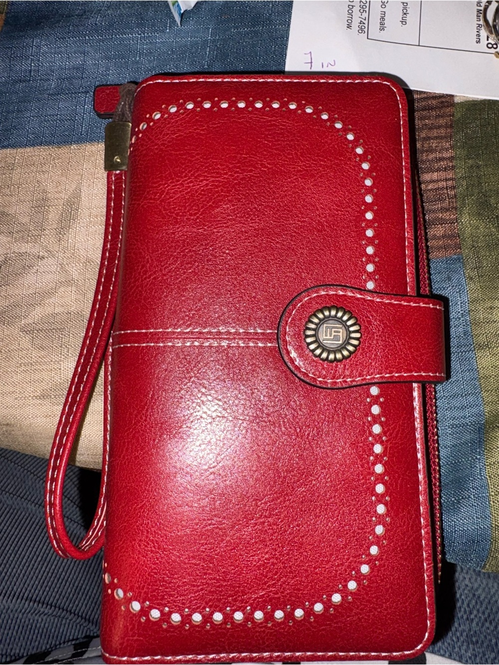 Red Studded Wristlet Wallet